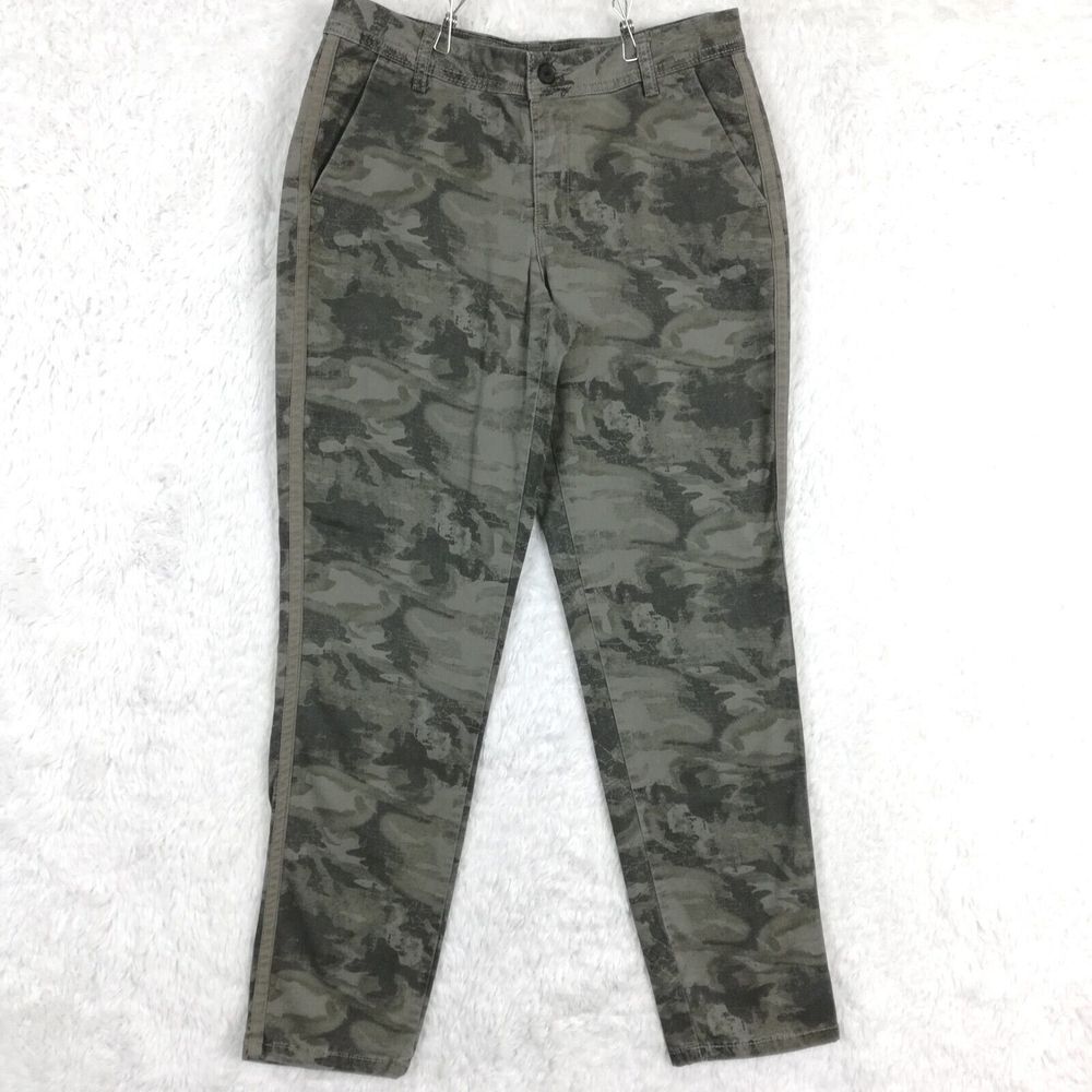 Maurices Womens Pants Skinny Green Camouflage Stretch Mid Rise 6